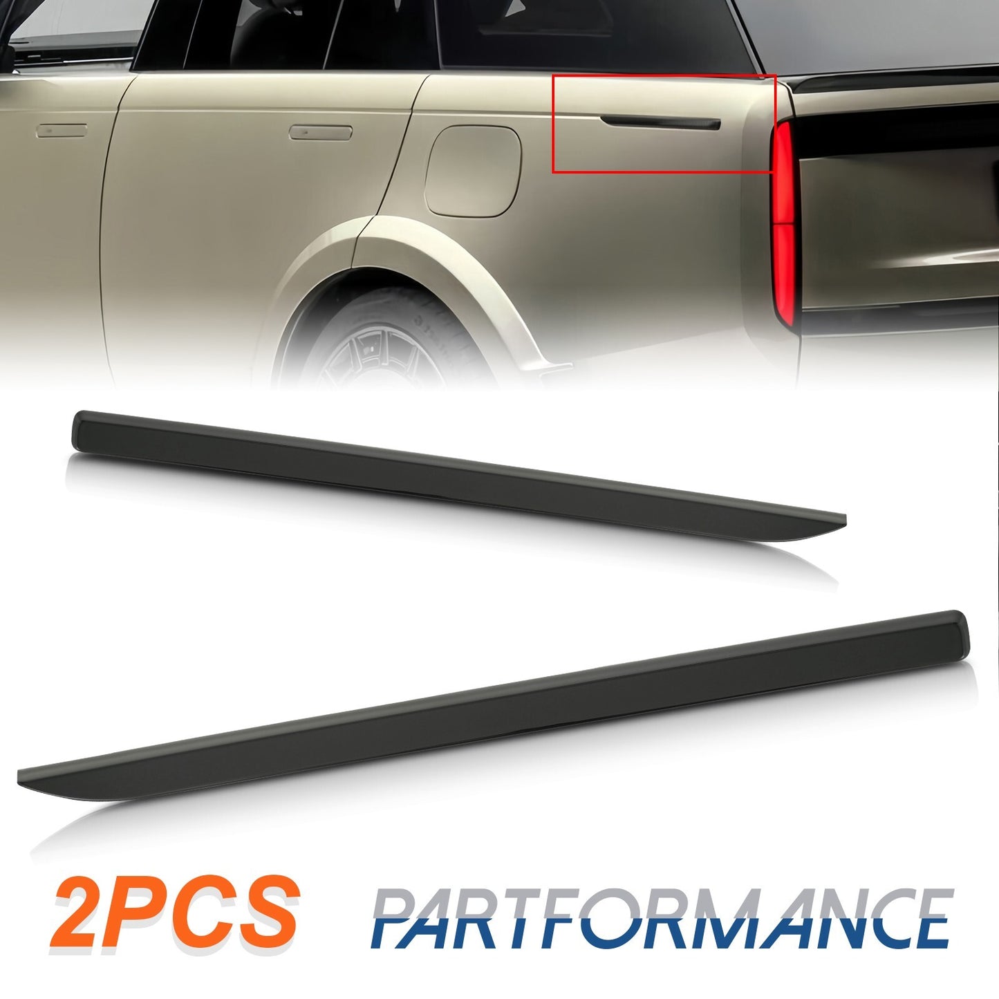 Pair of Gloss Piano Black Rear Fender Moulding Covers to Fit for Range Rover 2023-UP- v