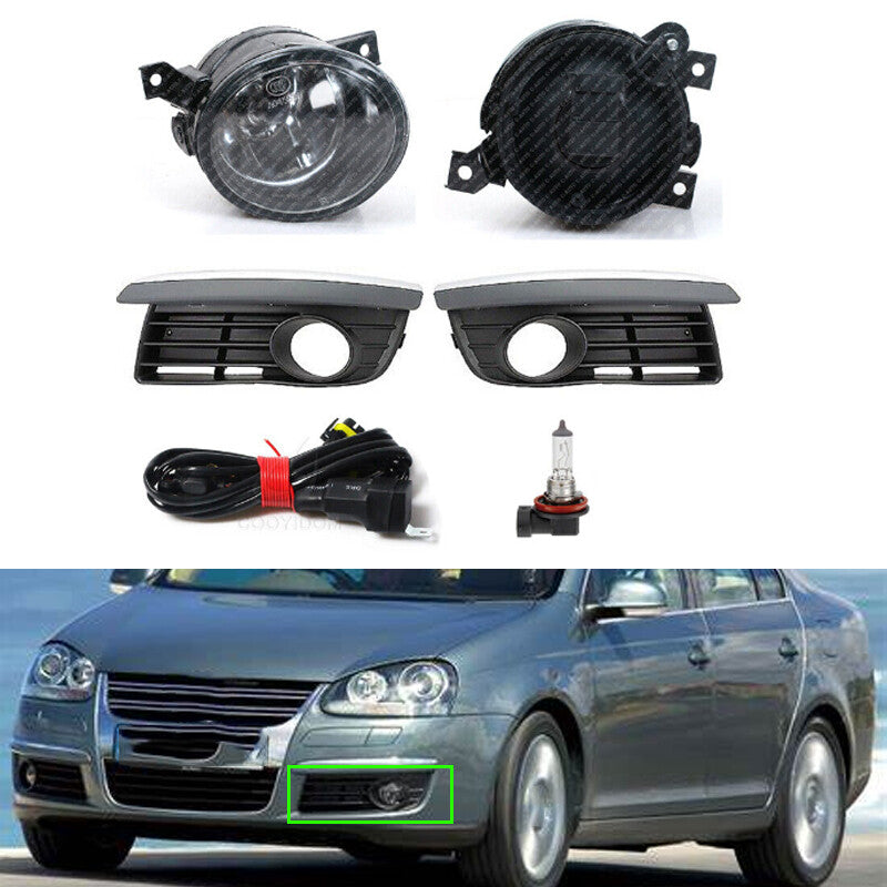 Front Bumper Fog Lamp Fog Light Cover+Wire 1 Set for VW for Jetta V MK5 2006-2011