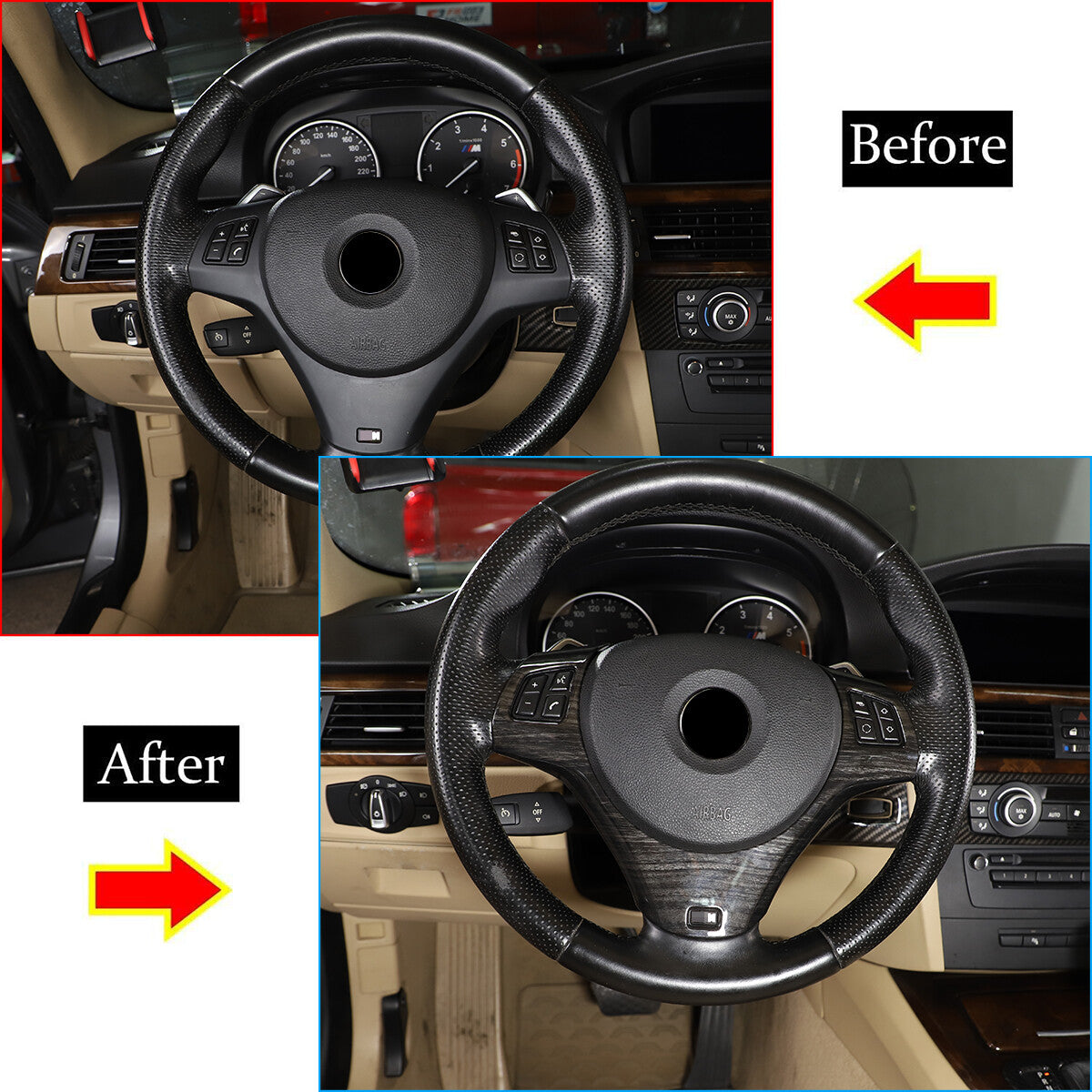 Black wood trim steering wheel suitable for 2005-2012 3 E90 E92 E93- n