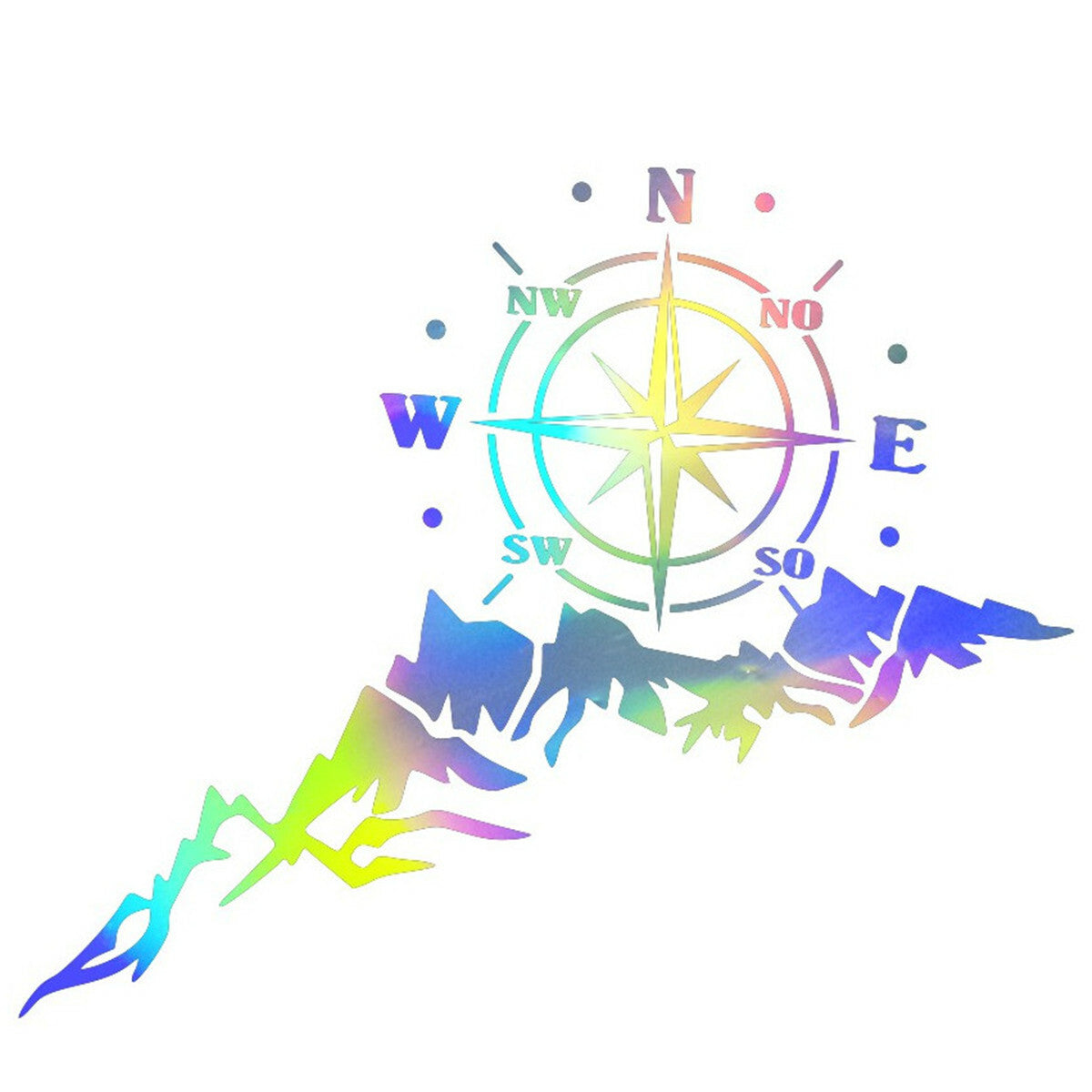 Car Body Bonnet Sticker Compass Mountains Graphics Decoration Decal Reflective