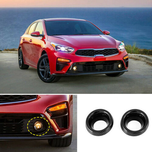 for Kia Forte 2019-2021 Carbon Fiber Front Bumper Fog Light Lamp Ring Cover Trim