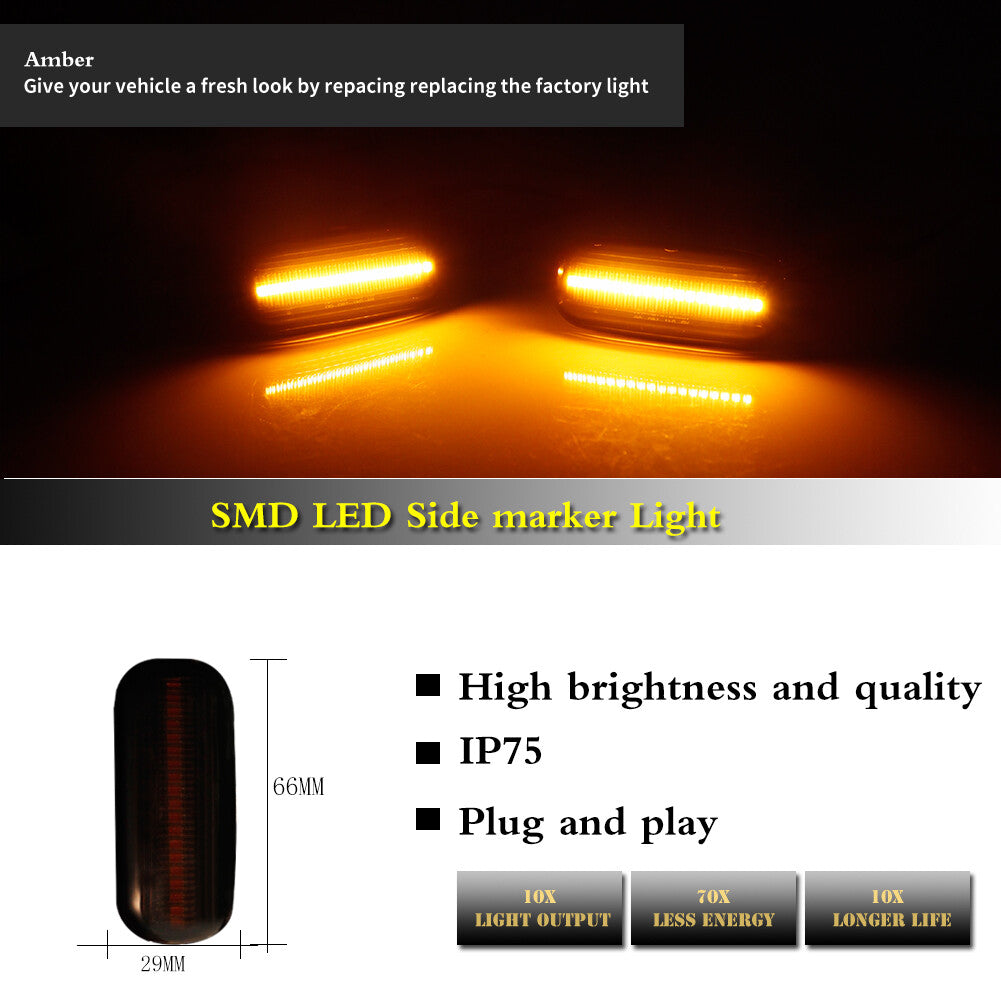 Smoked Lens Amber Full SMD LED Front Side Marker Light Kit for for Audi A4 A6 for A8 TT - v