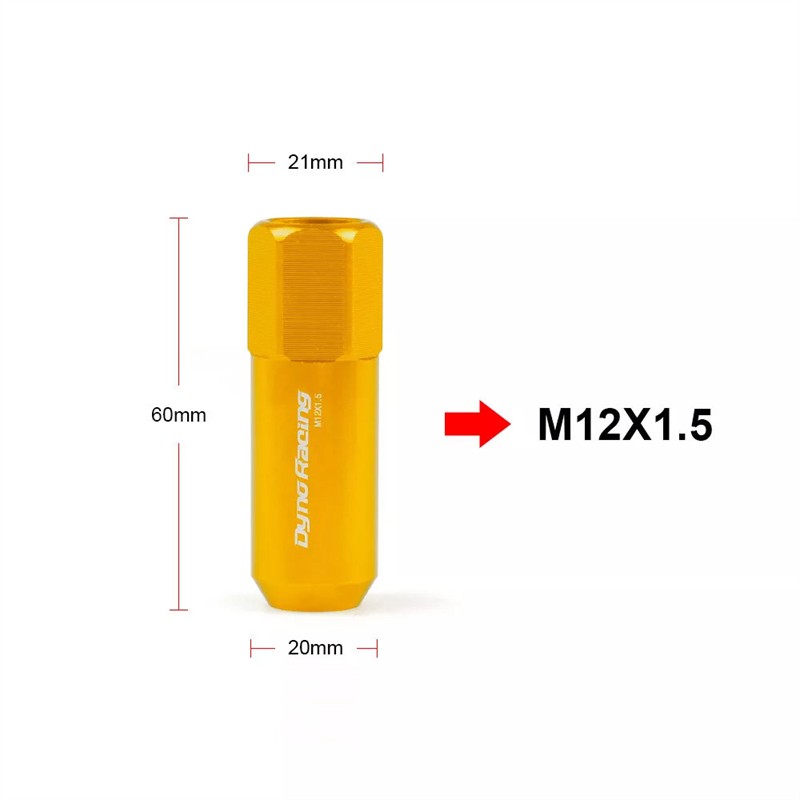 20Pcs M12X1.5 60MM Extended Tuner Racing Wheel Lug Nuts Forged Gold Aluminum Q