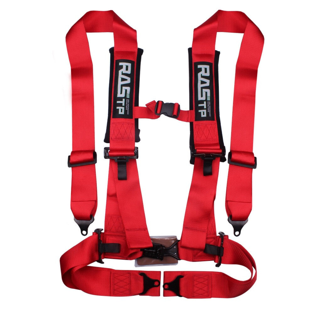Red 4 Point 3 Racing Style Harness Belt 4PT Camlock Quick Release Q