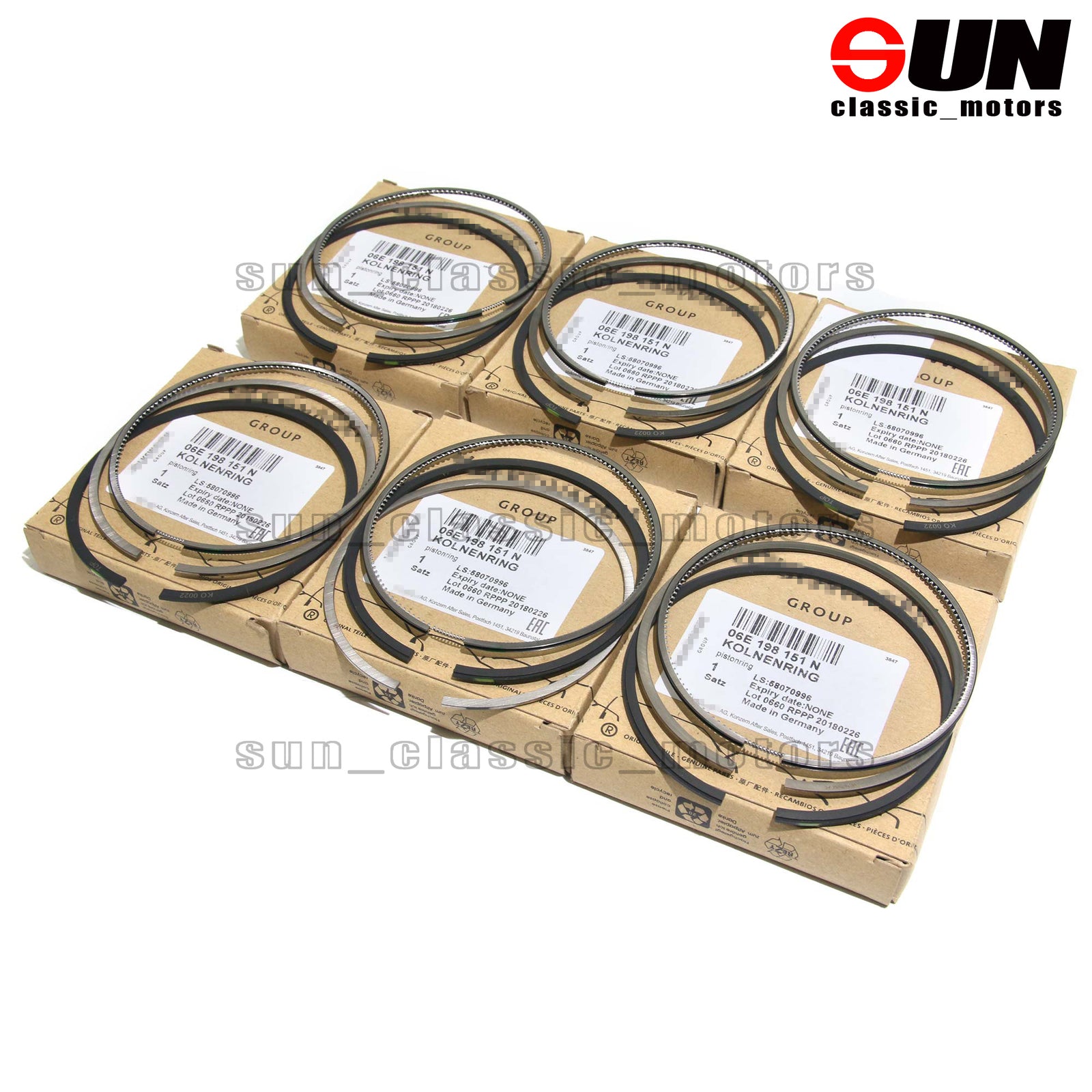 6-Piece Piston Ring Set, OE STD, Suitable for Audi A4, A6, A7, for A8 2.8, 3.2 FSI, BDX, AUK, BKH-