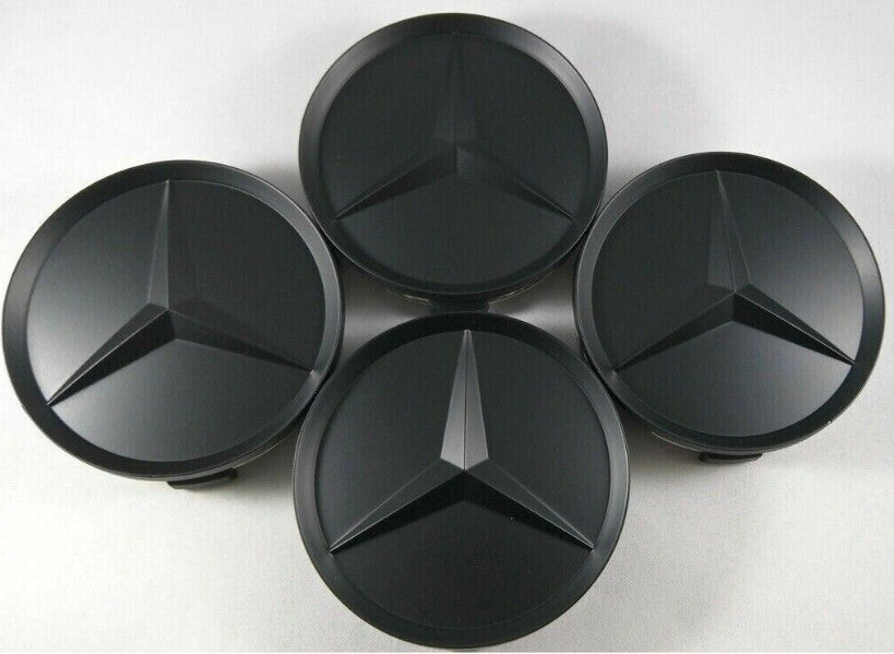 75mm 4-piece set for Mercedes all-black MATTE wheel center hubcaps SM class power outage