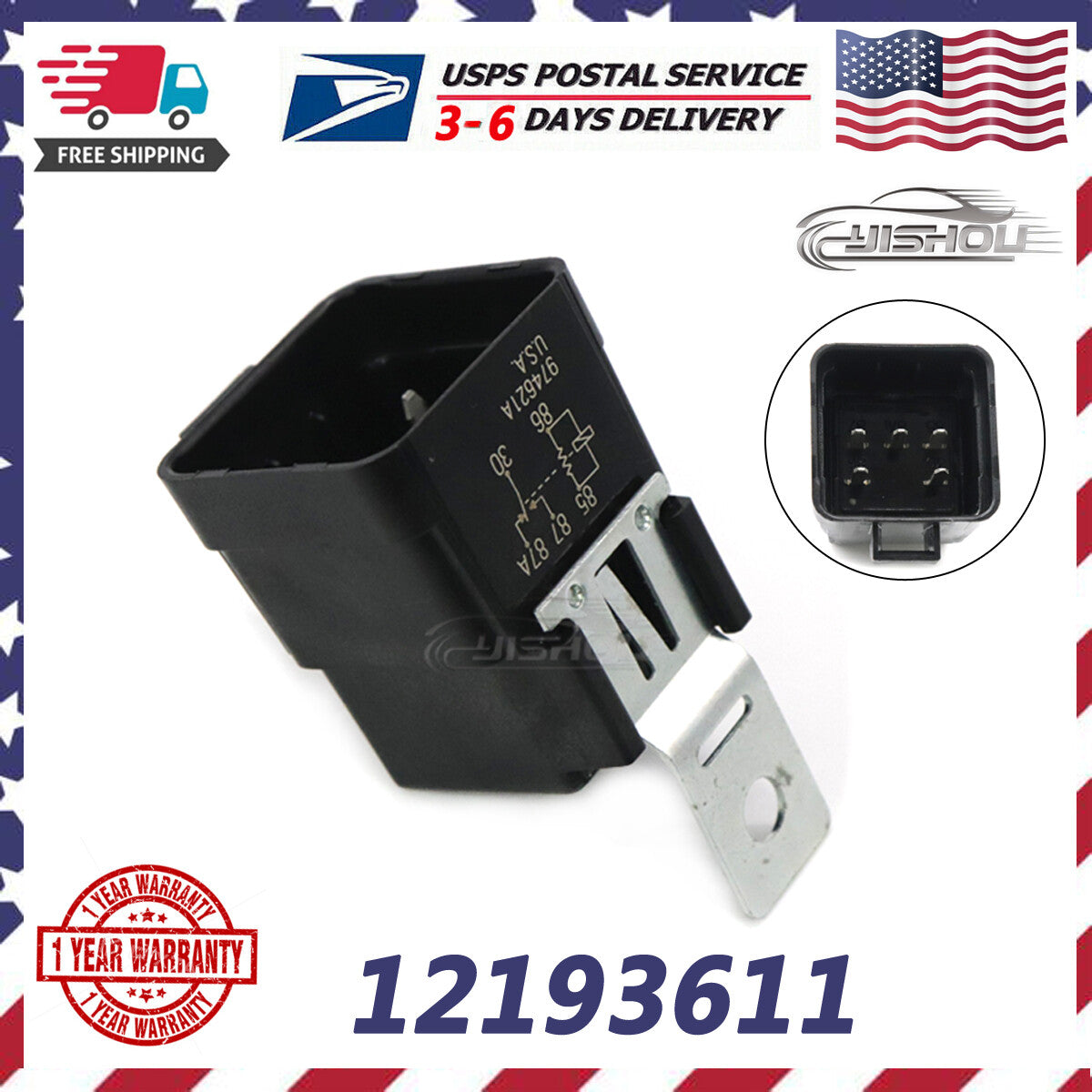 Accessory Power Blower Motor Relay 12193611 VF28-65F14-P01 12077864 12135000 US Q
