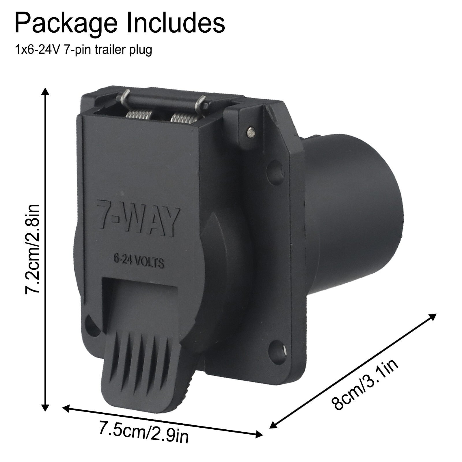 7-Pin RV Blade Trailer Wiring Harness Connector 7-Way Flat Socket For Black v