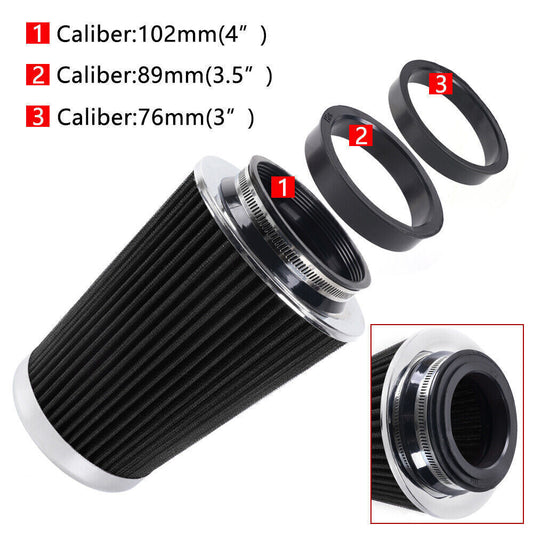 BK Universal Clamp On Cone High Flow Air Intake Filter 9 Tall 3 3.5 4 Inlet Q