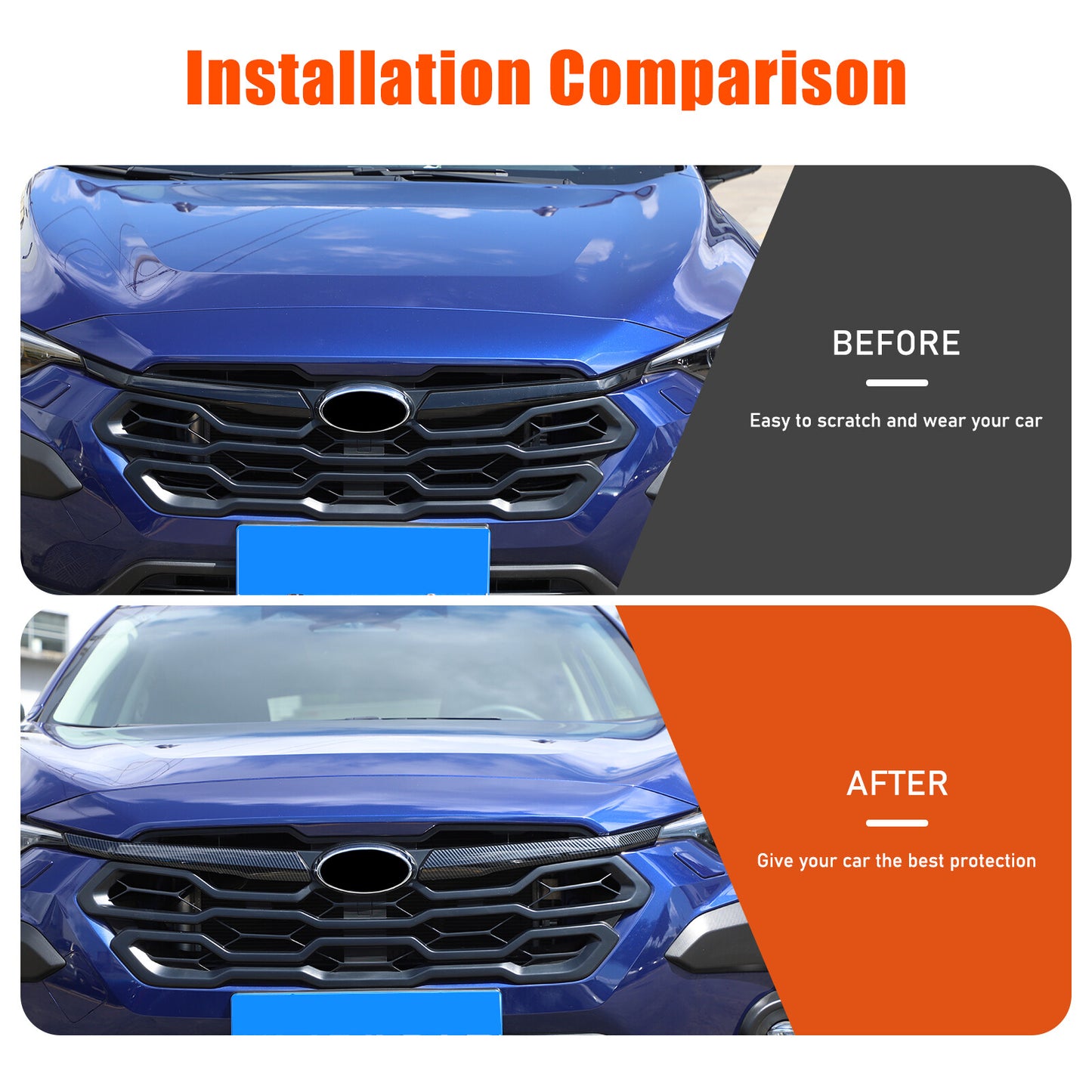 Carbon ABS front bumper center grille stripe trim for Subaru Crosstrek 2023/2024