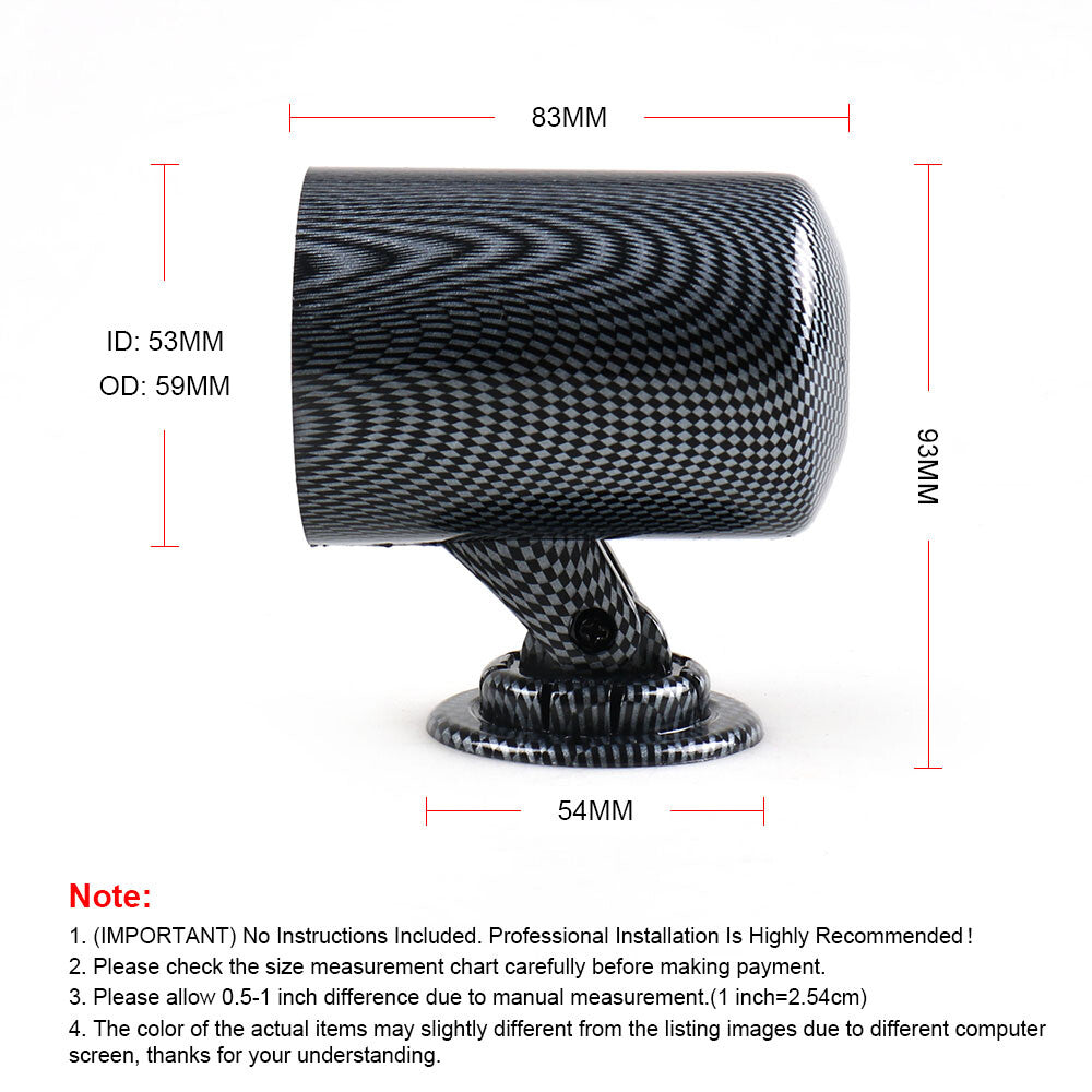 Car Carbon Fiber 2 52mm Universal Single Dash Gauge Pod Mount Holder Q