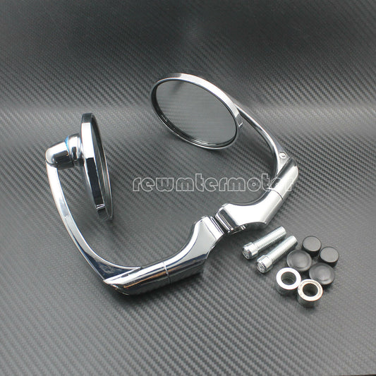 10mm Chrome Handlebar Rearview Side Mirrors Fit for Harley Touring Softail Dyna Q