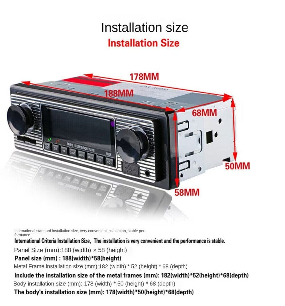 Car In-Dash MP3 Stereo Radio Player Bluetooth 4-CH Output FM USB/AUX In Remote n