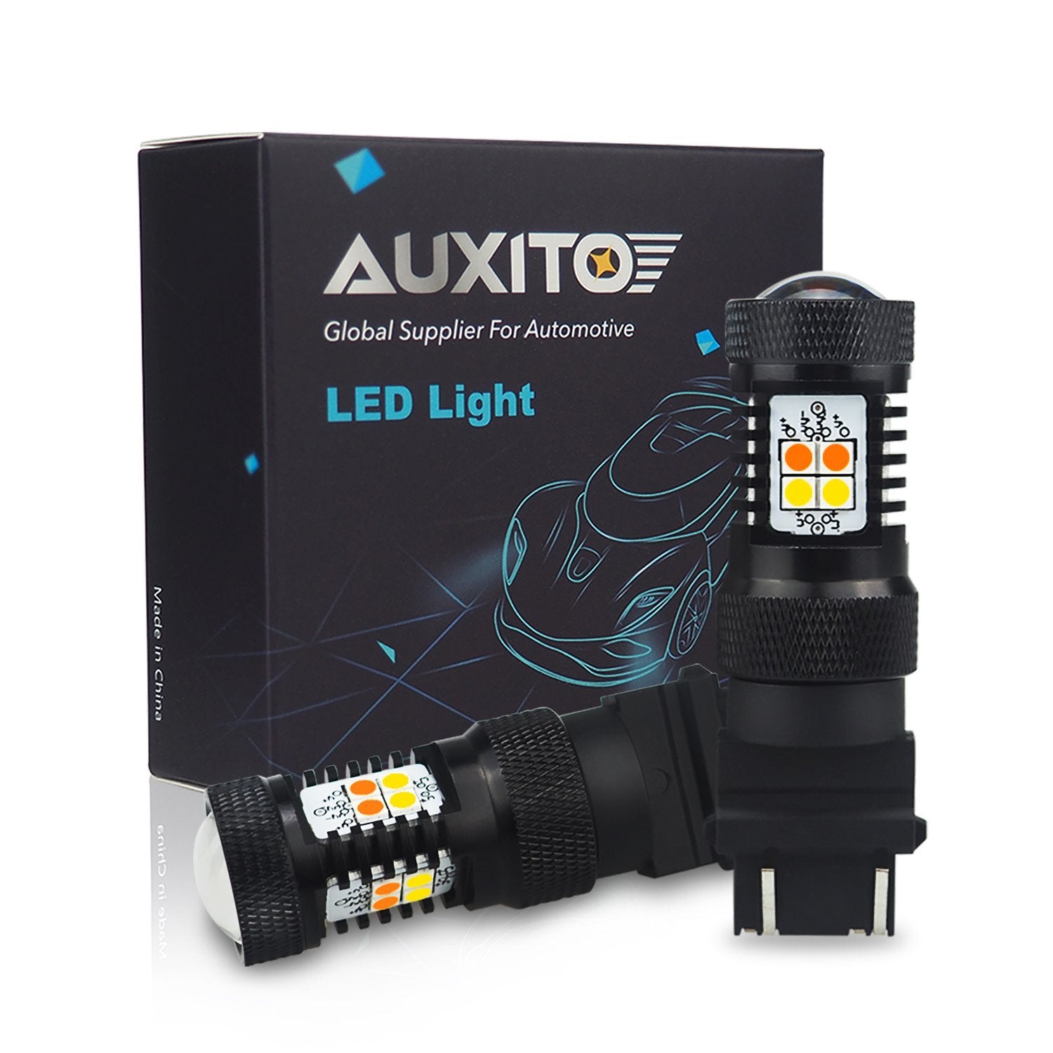 SMD 3157NA 3057A LED switch dual color white amber turn signal light 2800LM- v