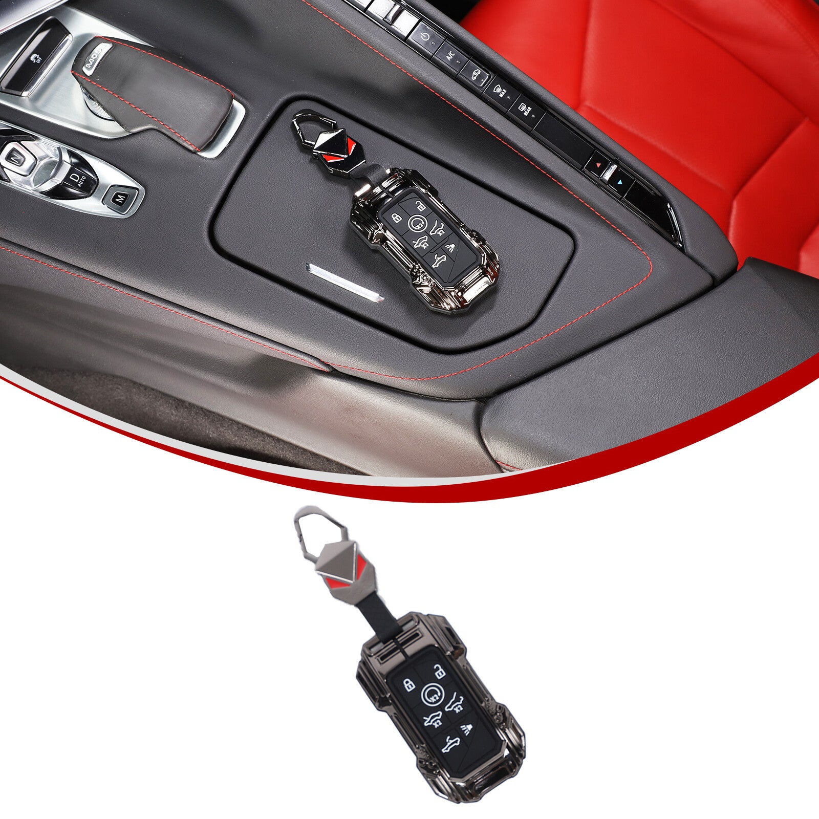 Zinc alloy car keychain protective case for 2020-2024 for CORVETTE C8 Z51 1LT 2LT 3LT Z06- n
