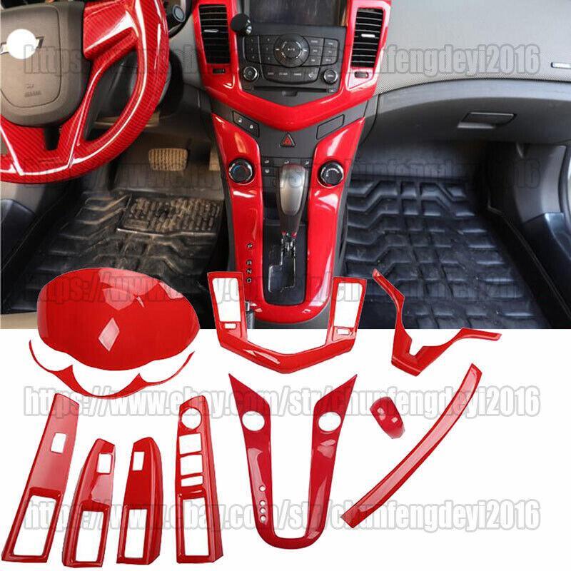 11PCS Red ABS Car interior kit Cover Trim for Chevrolet for Cruze 2009-2015