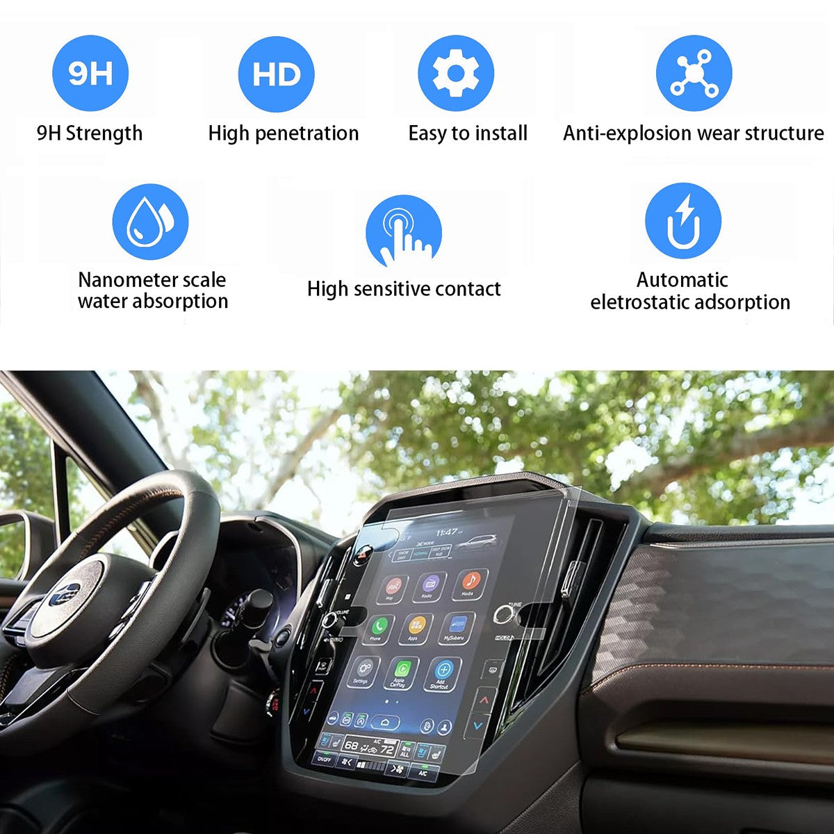For 2024 2025 for Subaru Crosstrek 11.6 Tempered Glass Car Screen Protector Film