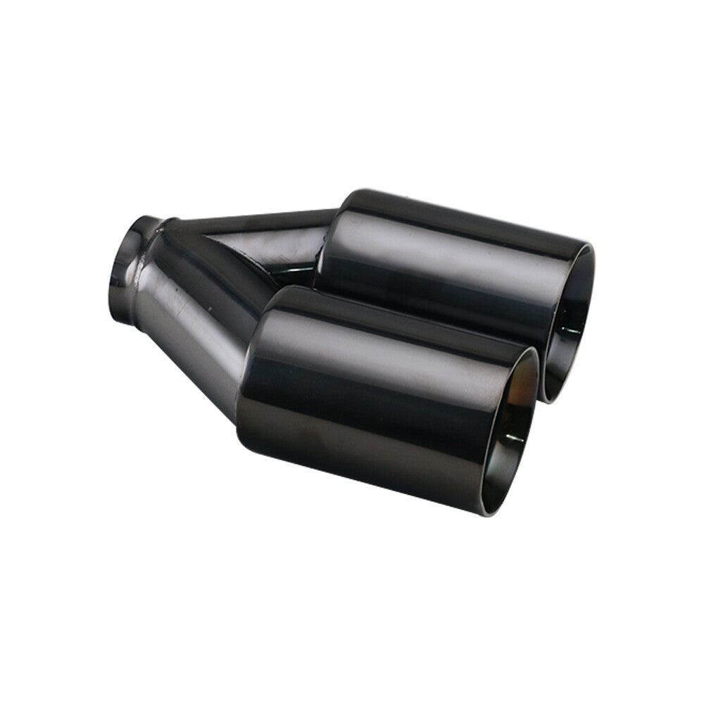 2.5 ID 3'' OD Universal Welding Double Wall Dual Exhaust Tail Y Pipe Tips 240mm