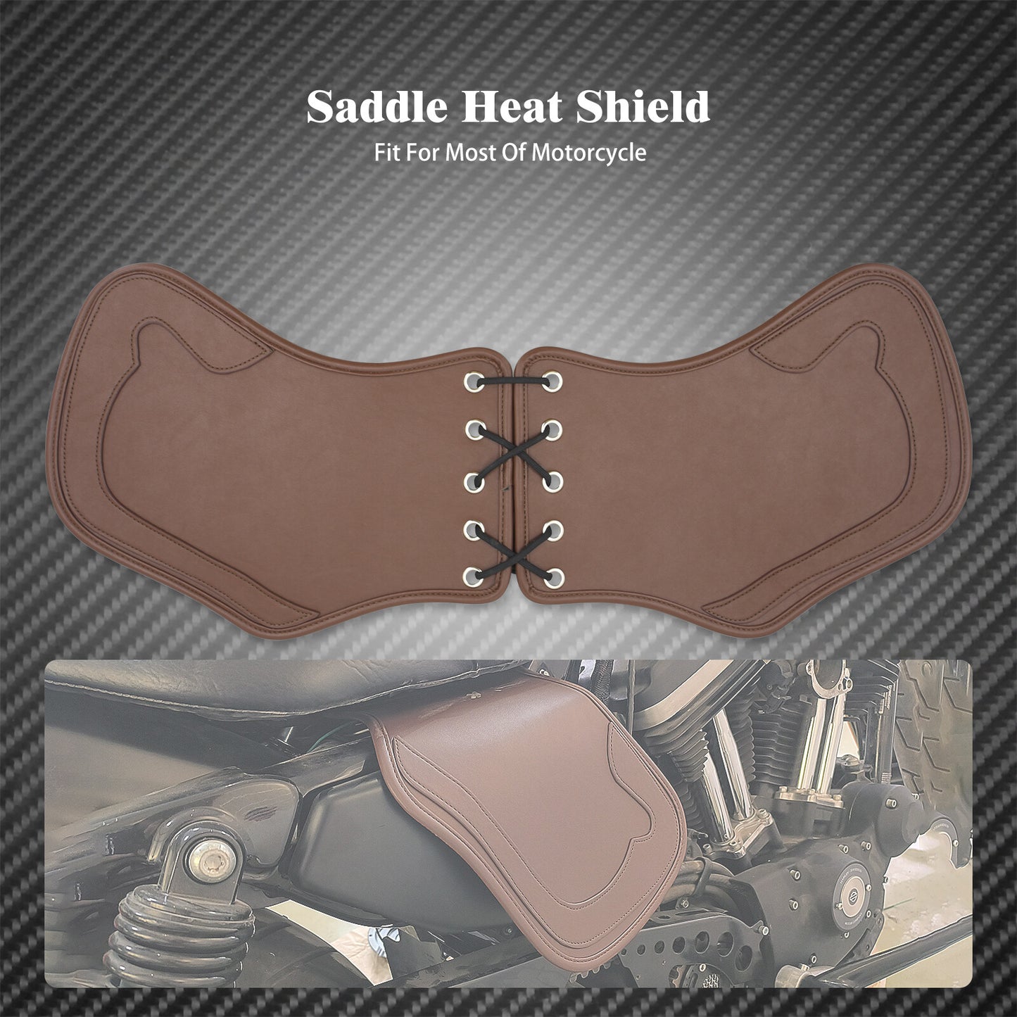 Brown Leather Heat Saddle Shield Deflector Cushion Fit for Harley Sportster Dyna Q