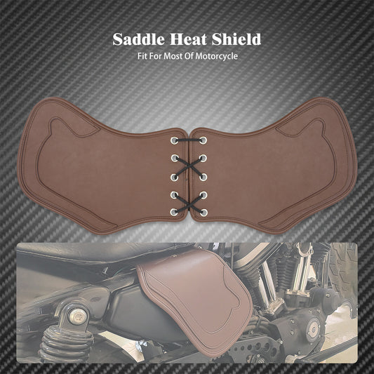 Brown Leather Heat Saddle Shield Deflector Cushion Fit for Harley Sportster Dyna Q