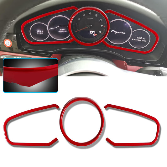 Suitable for 18 pcs for Panamera for Cayenne Red Dashboard Panel Trim Ring Sticker - v