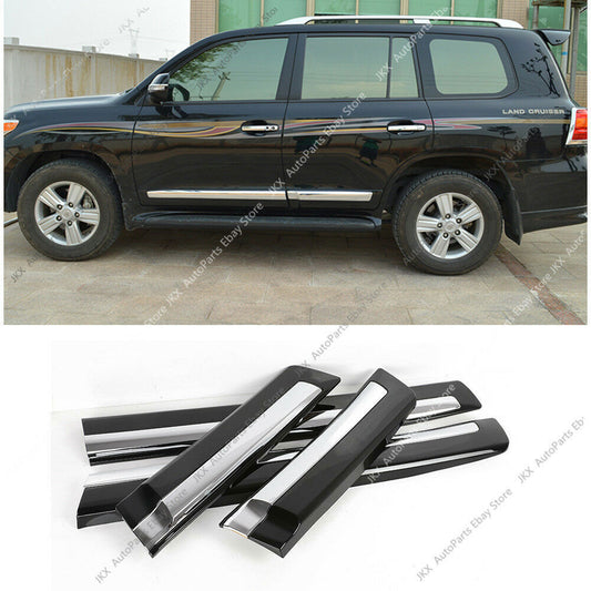 for Toyota for Land Cruiser LC200 2008-2021 Black+Chrome Door Body Molding Trim New
