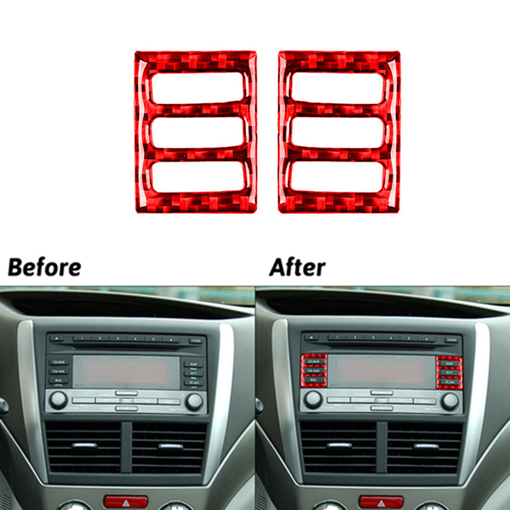 6x Red Steering Wheel Buttons Panel Trim Cover Carbon Fiber for Jaguar XF 09-011 v
