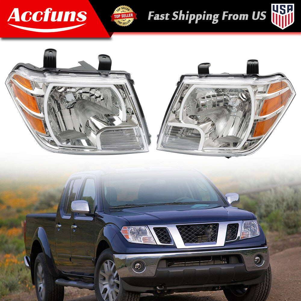 Package applicable to 2009-2020 Frontier Lens Chrome Clear Headlights Driver + Passenger - n