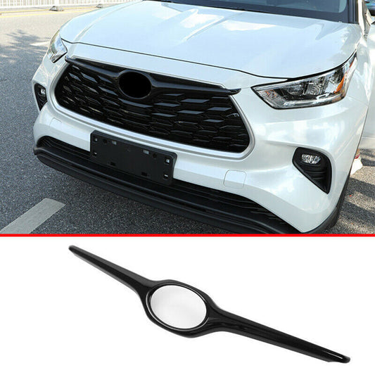 Glossy Black Front Center Grille Strip Cover 1pc for Toyota Highlander 2020-2022