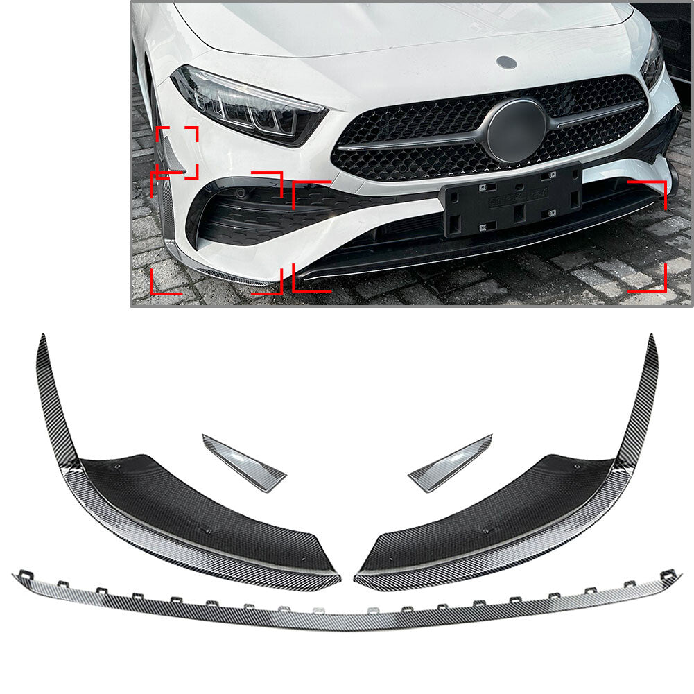Front Bumper Lip Splitter Side Spoiler Body Kit Fit for Benz A Class W177 A180 2023+