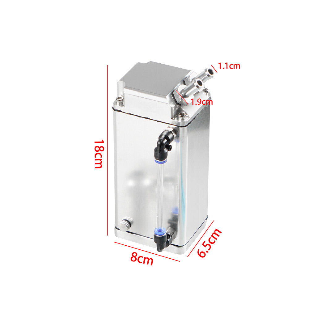 Oil Catch Can Square Shape Reservoir with Breather Filter Silver 500ML Aluminum