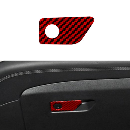Red Carbon Fiber Glove Box Latch Switch Cover Trim for Ford Explorer 2020-2023