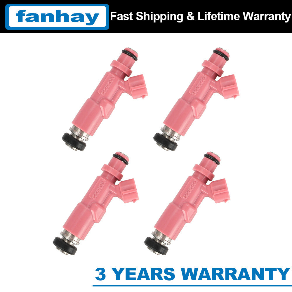 4-pack of new fuel injectors 23250-75080 98-04, suitable for Toyota Tacoma and 4Runner 2.4/2.7L.