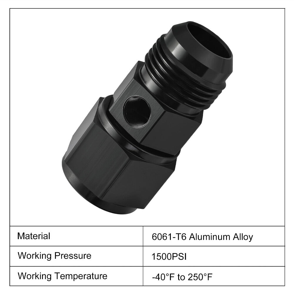 2 x 12AN Fuel Fitting Male to Female with 1/8 NPT Gauge Sensor Port Hose Adapter