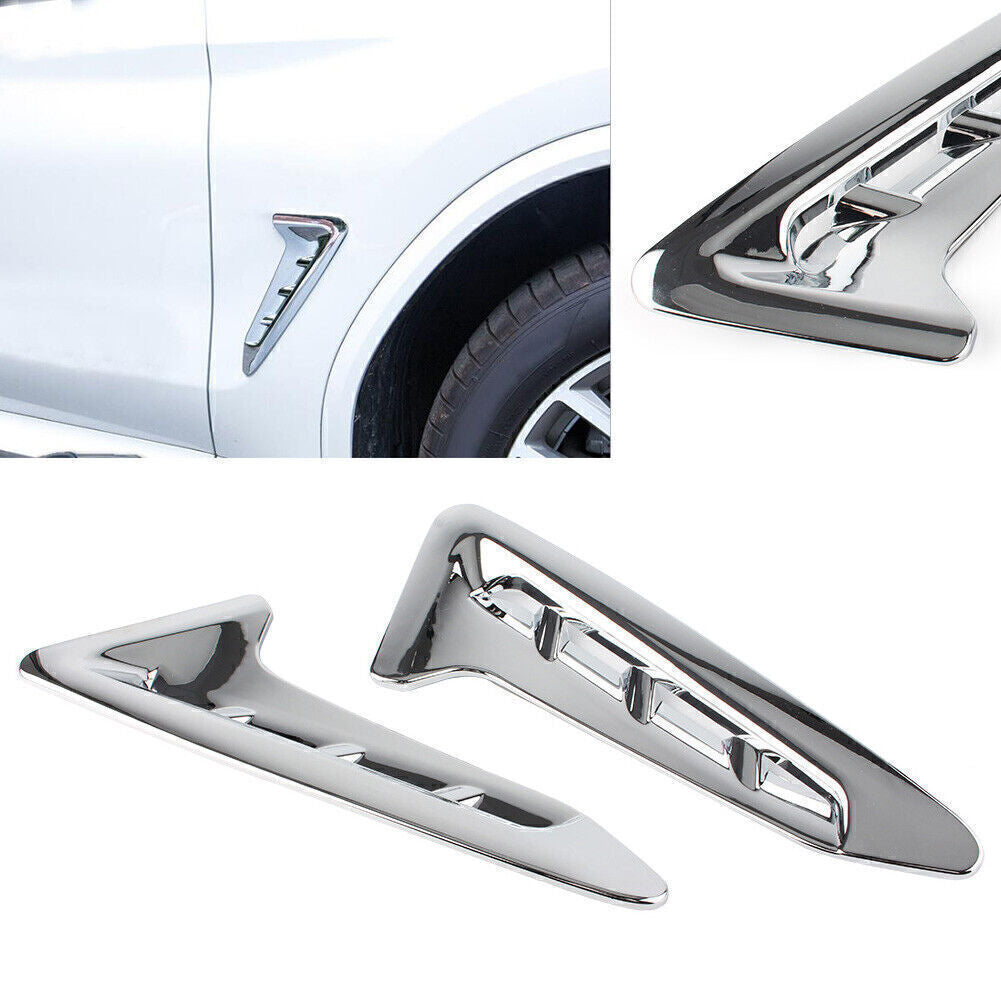 Chrome Side Fender Vent Air Wing Cover Trim Decor L & R Fits for BMW X3 G01 2018-21