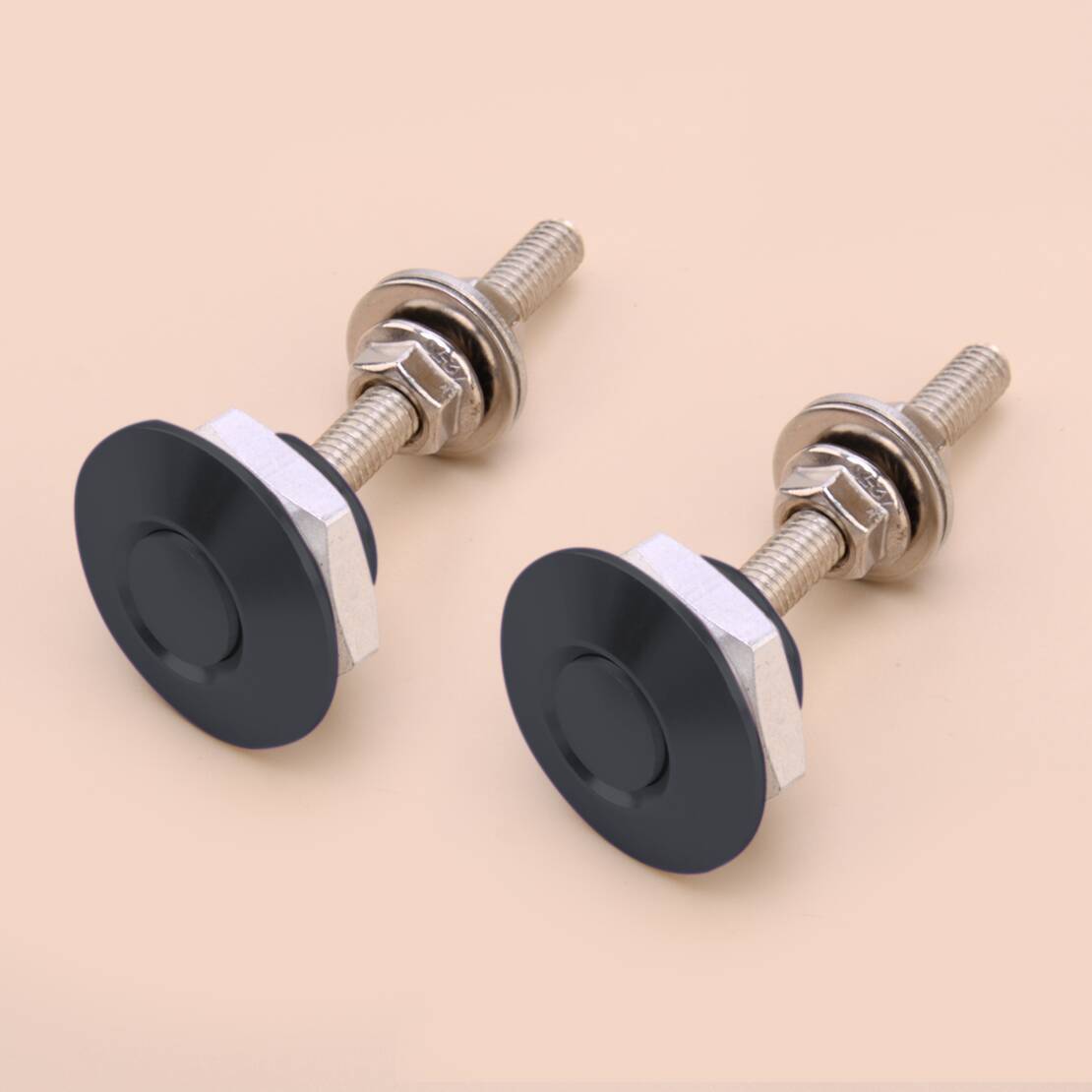 2x 25mm Black Screw-On Car Front Hood lock Pins Clip Latch Universal v