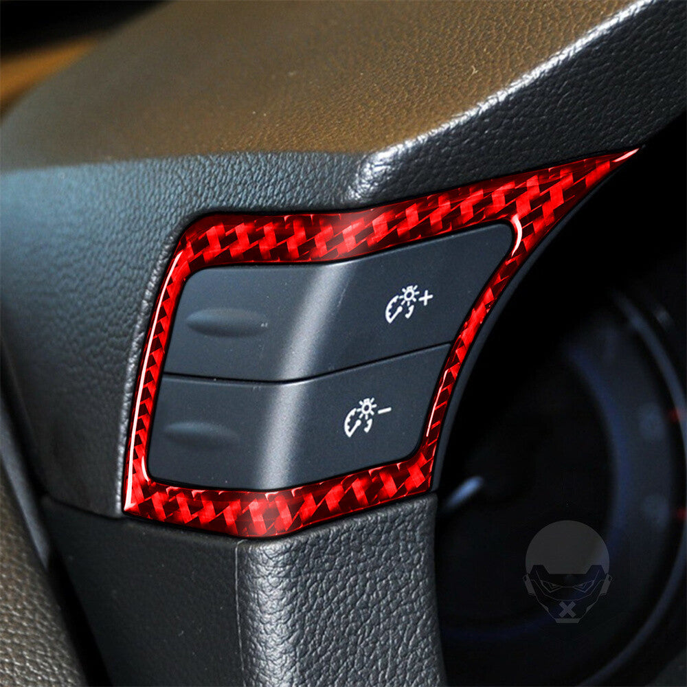 2¡ÁRed Carbon Fiber Steering Wheel Cruise Control Trim for Infiniti G37 2007-2013