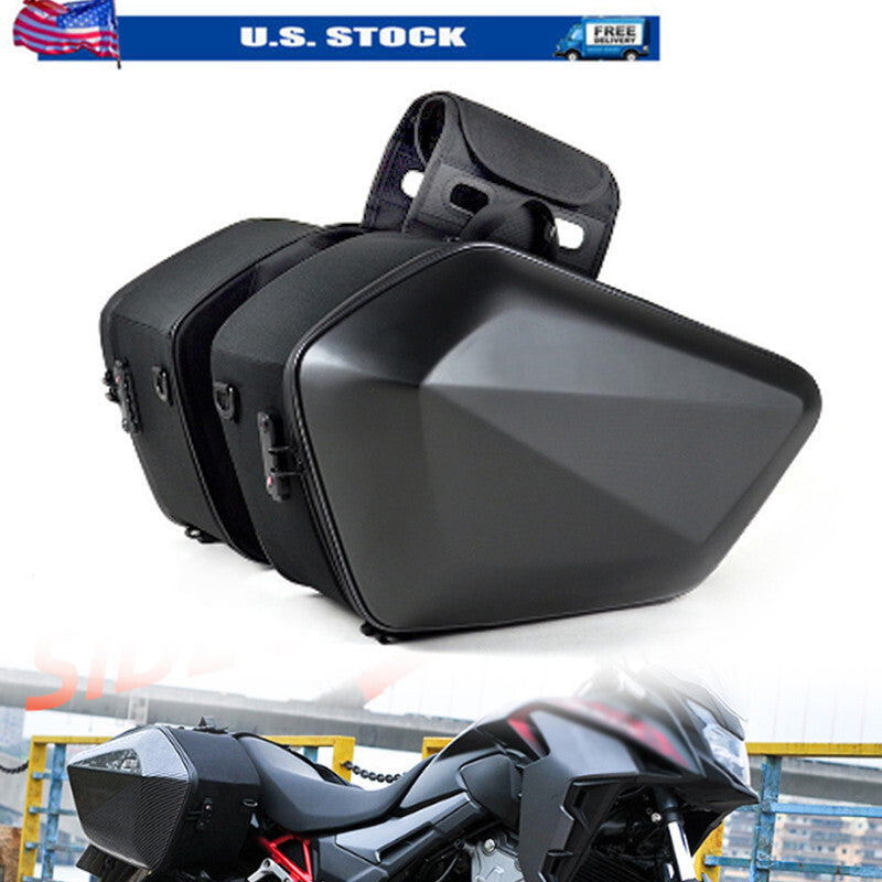 x 30L Motorcycle All-Terrain Vehicle Dual Saddle Bag Riding Helmet Storage Hard Shell Side Pockets - n