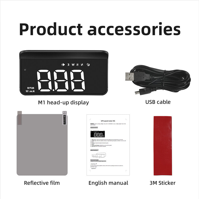 Car HUD Head-Up Display GPS Plug and Play Vehicle Speed (KM/H MPH) Overspeed Warning n