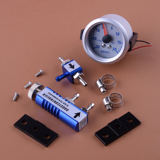 0-30PSI Manual Turbo Boost Controller Kit with 2 52mm Turbo Boost Gauge Meter v