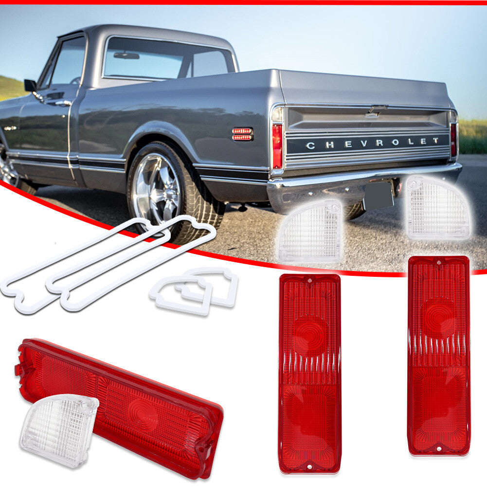 Pair of Pickup Tail Light Housings with Washers Red for 1967 - 1972 for and for GMC Trucks - v