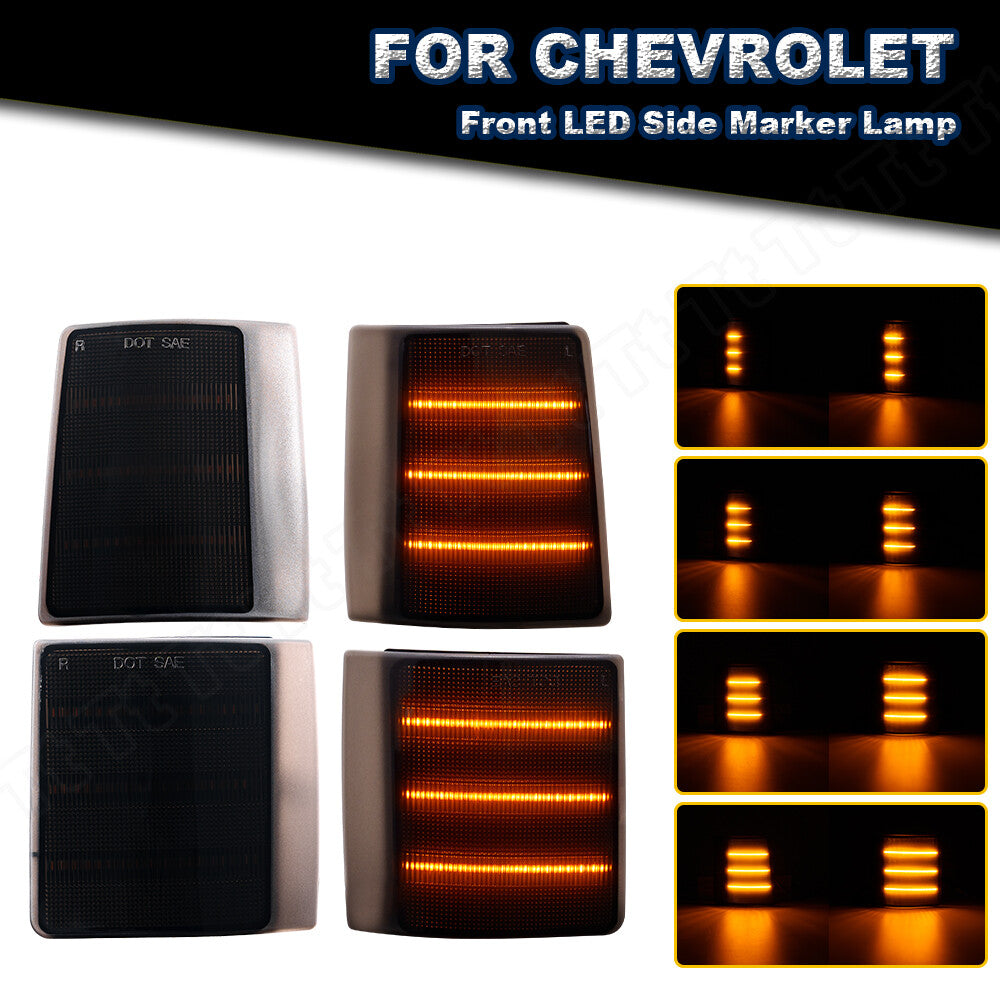 Pack Full Smoked LED Corner Side Marker Lights for 94-99 for C/K 1500 2500 3500- v