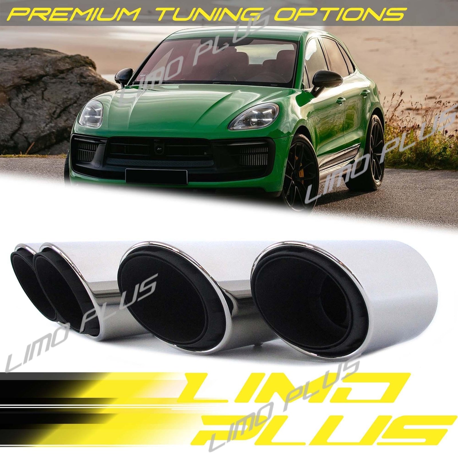3 Layers Silver Sport Exhaust Tips for Porsche Macan 2.0L 2019-2023 Q