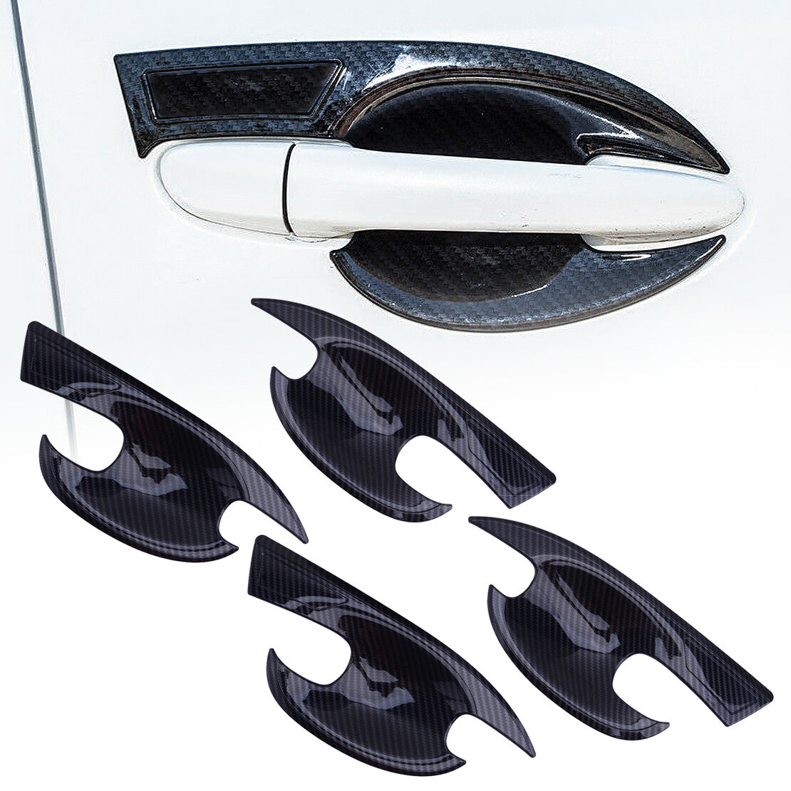 Carbon Fiber ABS Outer Door Handle Bowl Cover Trim Fit for Mazda3 Mazd for A6 13-18