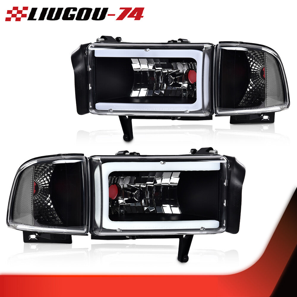 Black/Clear Corner LED DRL Headlights Fits 94-02 for Dodge for Ram 1500 2500 3500- v
