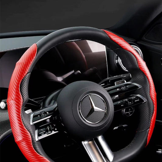 2-piece carbon fiber universal automotive steering wheel turbocharger cover anti-slip accessory