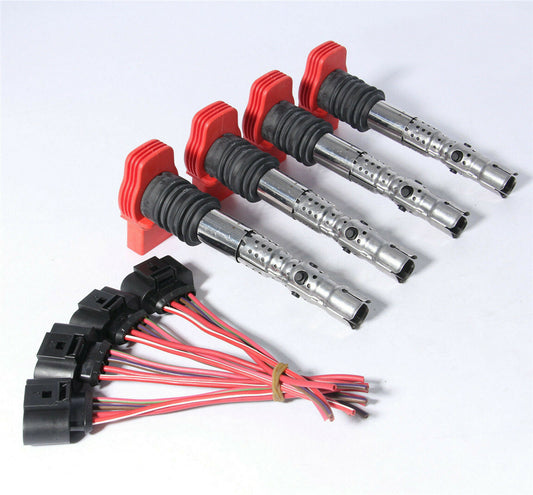 4X Red Ignition Coil Plug Kit Fit for AUDI for A4 for A6 for A8 3.0 V6 06C905115L