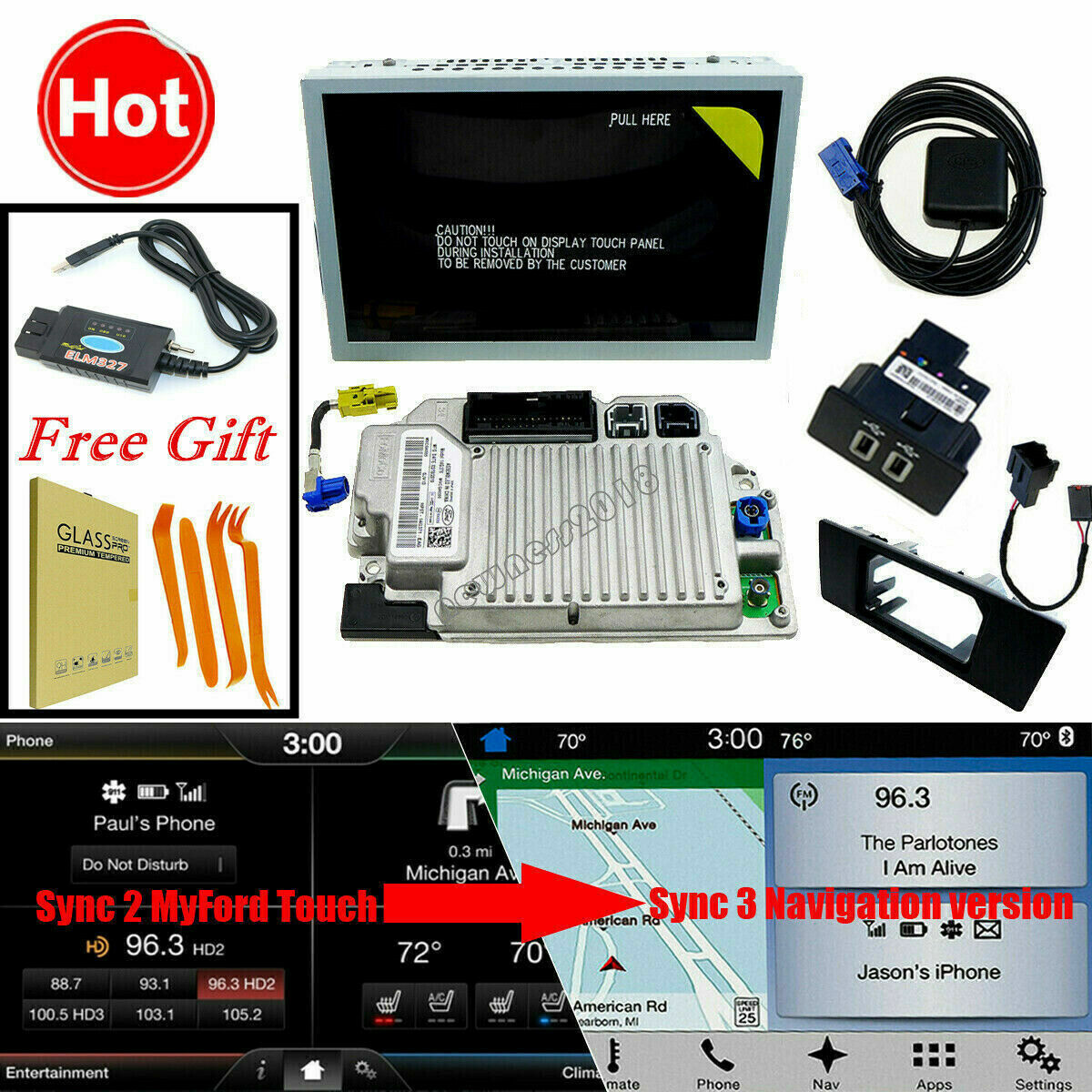 SYNC 2 to SYNC 3 Upgrade Kit Fit for Ford for Lincoln APIM Module Carplay Android Auto