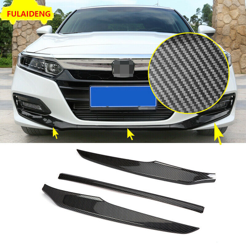 for Honda Accord 2018-2022 Carbon Fiber ABS Front Bumper Lip Guard Cover Trim 3P