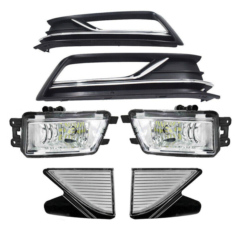 for Passat B8 2016 2017 2018 2019 Set Front Fog Lamp Light+Grille Cover+Trim